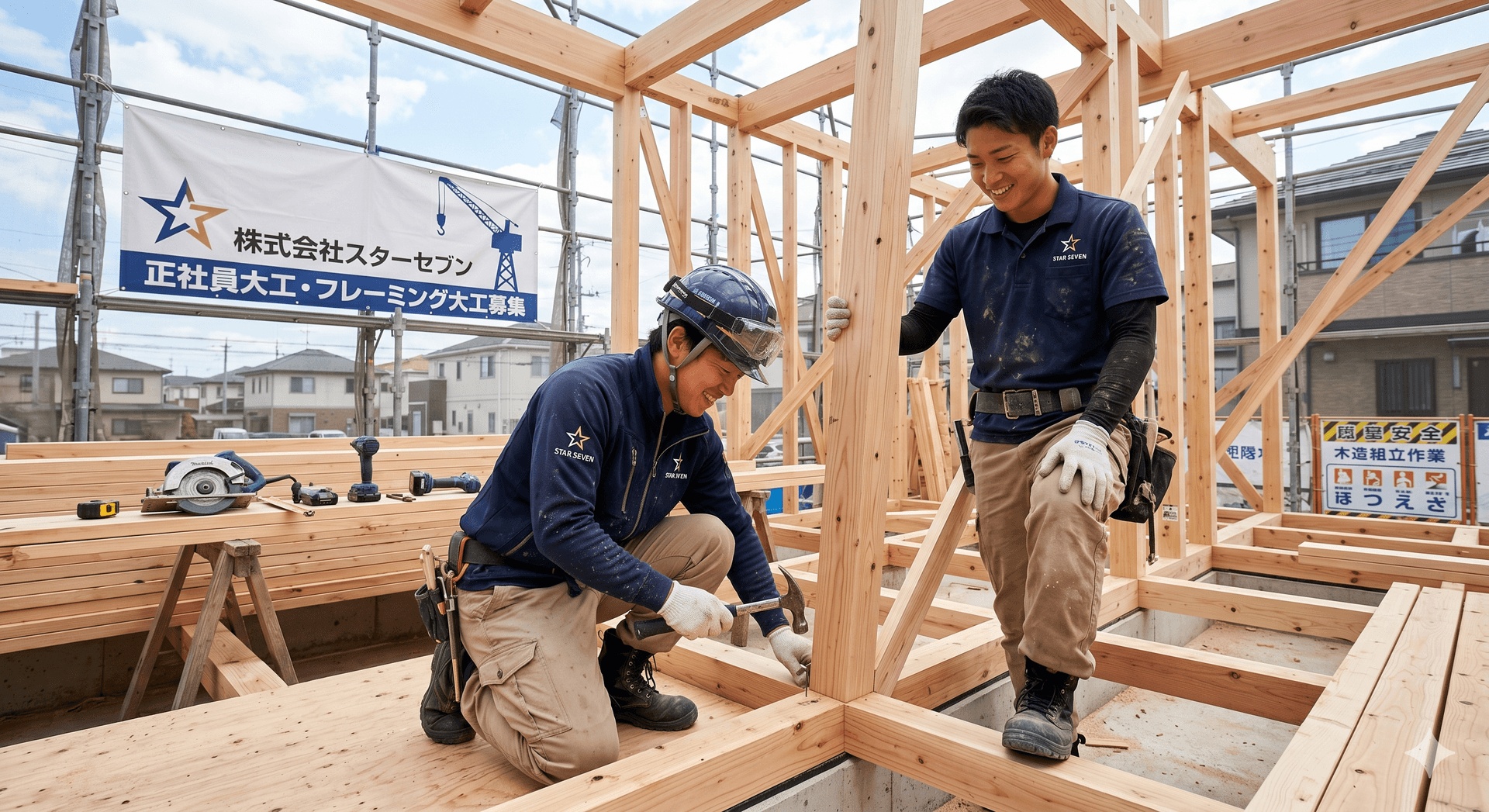 【関西一円！大工募集】週4日〜OK👌ガッツリ土曜出勤まで働き方自由！未経験OKの正社員大工