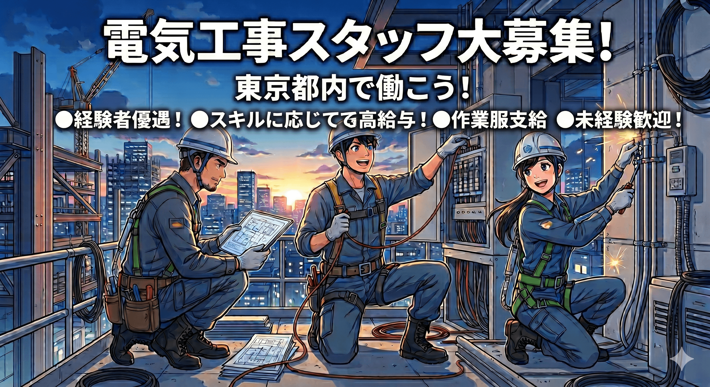 【正社員】東京都内　電気工事作業員募集！